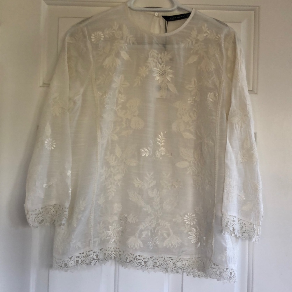 NWT - Zara Embroidered Blouse